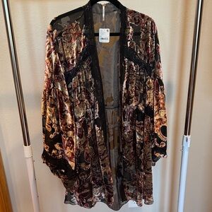 $158 NWT Free People Burn-Out Velvet Kimono! OSFA